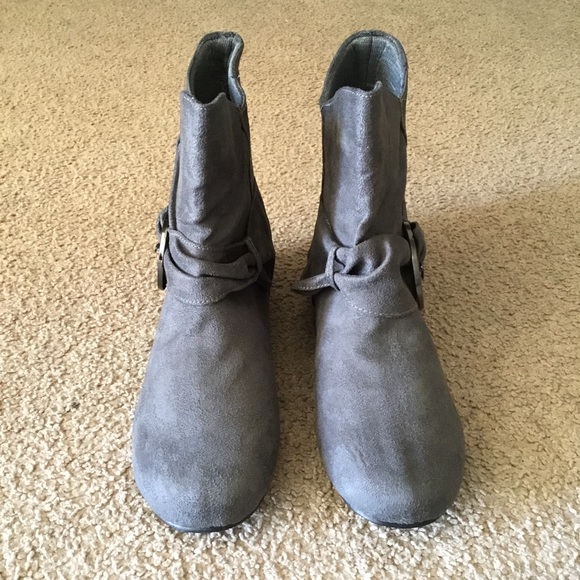 New Gray Faux Suede Ankle Boots - Picture 2 of 3